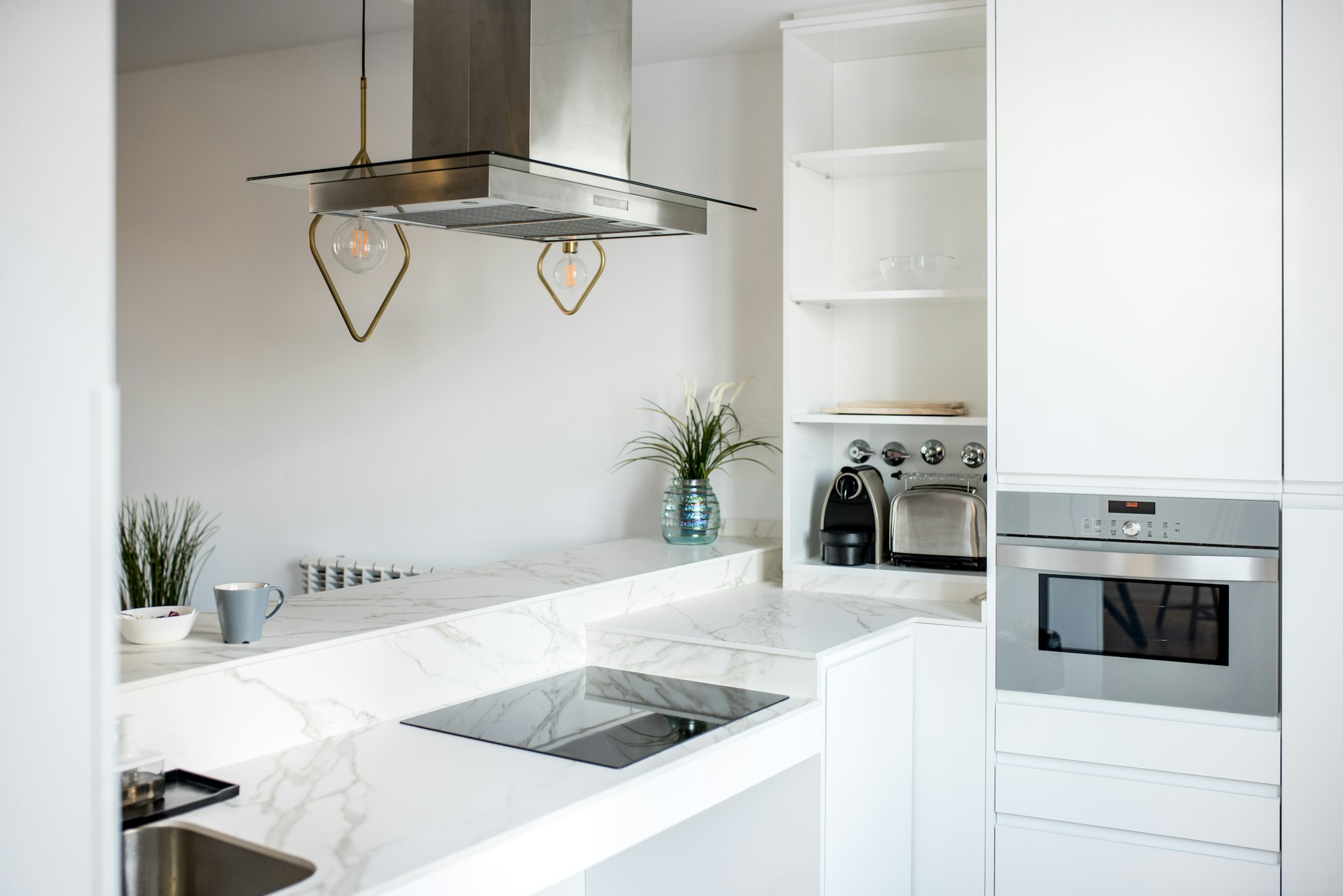 Interior design house and modern white kitchen