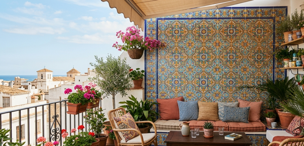 decora la pared de tu terraza con azulejos